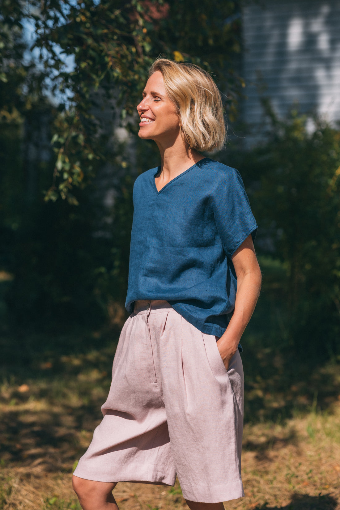 Leinen Top mit V-Ausschnitt "Lilly"