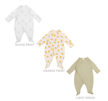 Wrap Pyjama aus Bio Baumwolle in 3 Farben