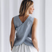 Leinentop mit überkreuztem Rücken "Vicky"