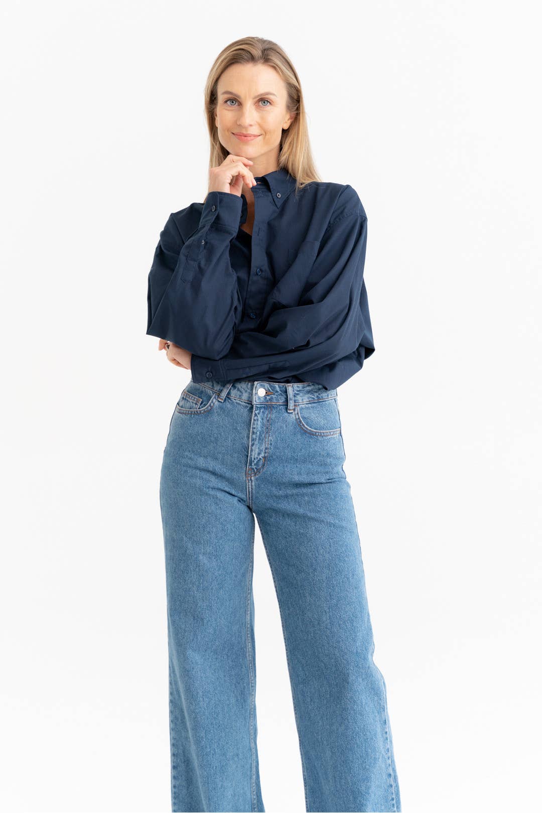 Oversized Hemd aus 100 % Baumwolle – Navy