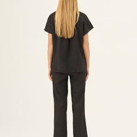 Ärmellose Bluse aus schwarzen Leinen "Melody" - The Baltic Shop