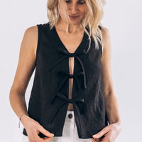 Ärmelloses Leinen Top "Luise" mit Bindebänder - The Baltic Shop