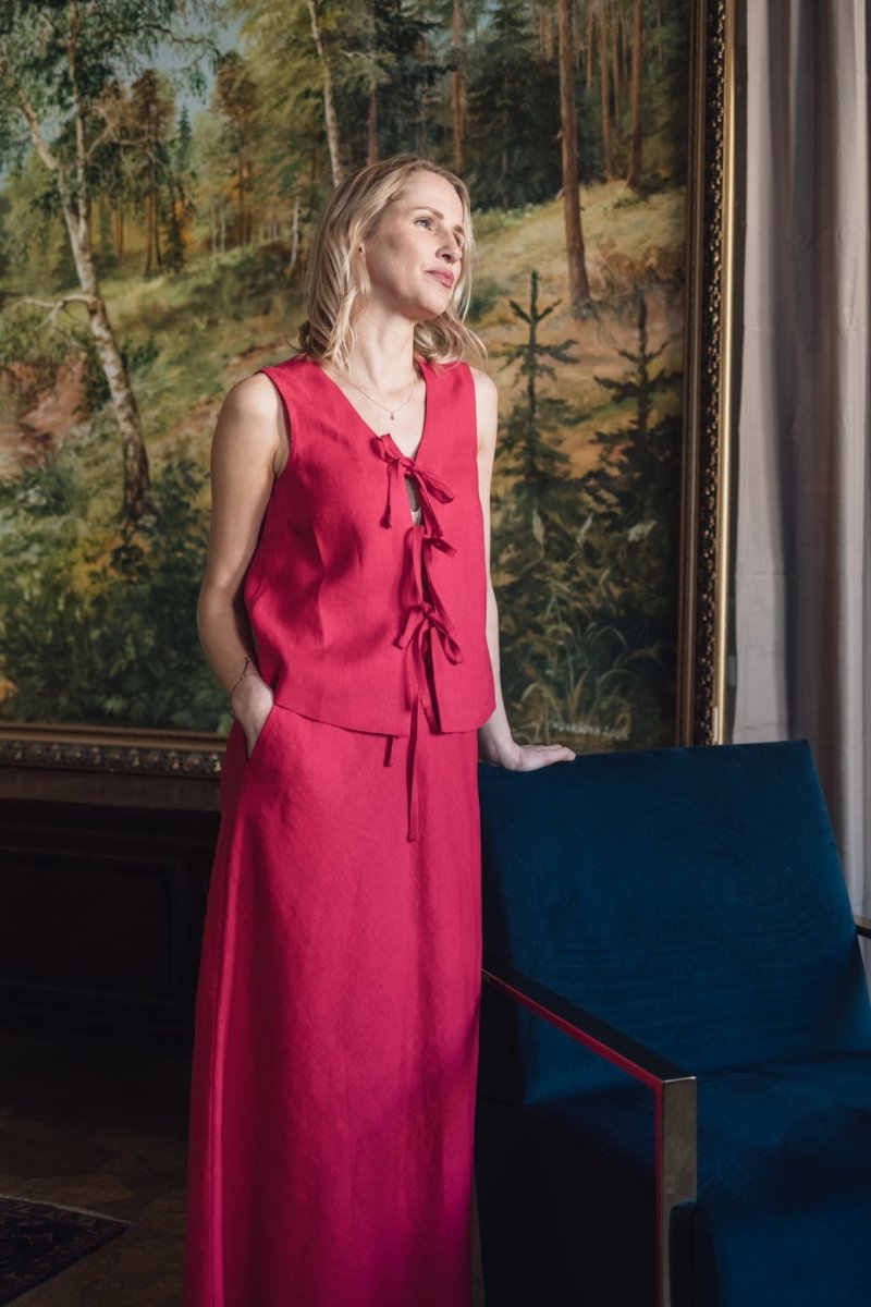 Ärmelloses Leinen Top "Luise" mit Bindebänder - The Baltic Shop