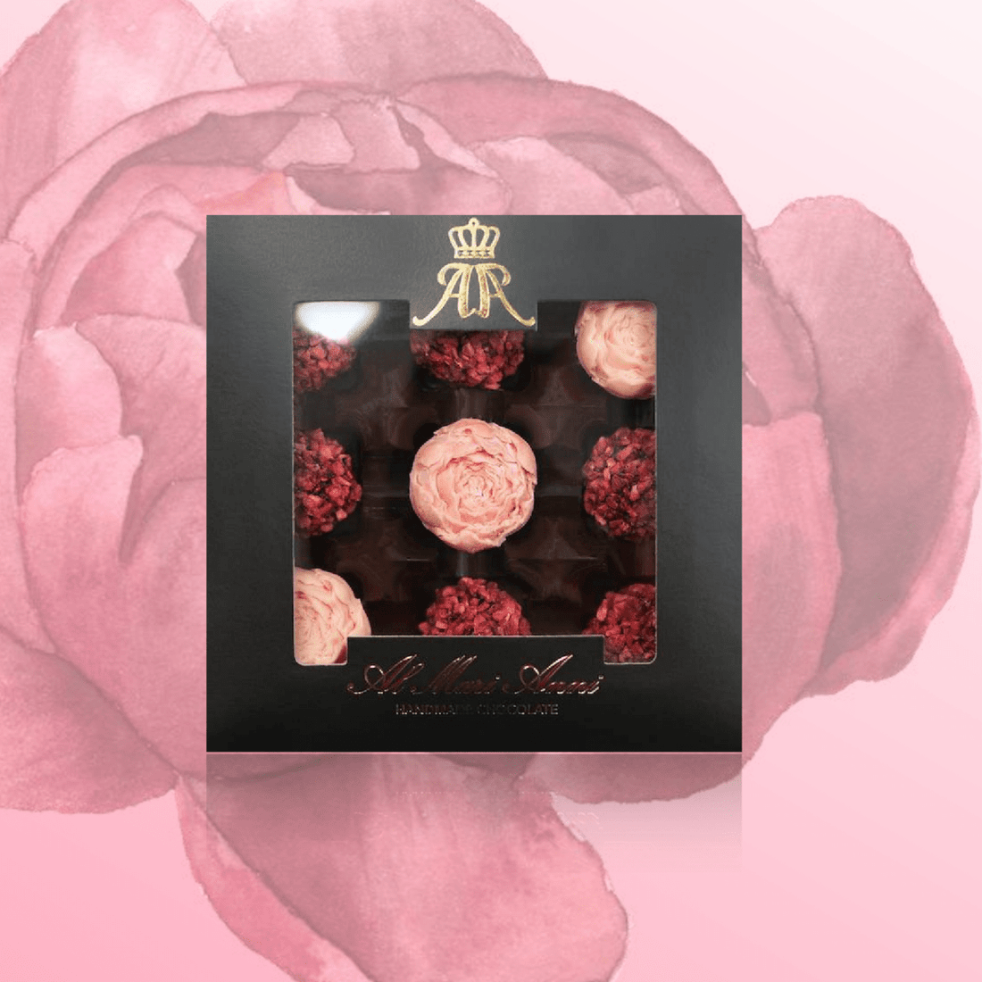 Al Mari Anni Himbeertrüffel mit Schokoladenpfingstrosen - The Baltic Shop