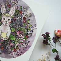 Baby - Hase In Blumen, gefaltete Karte - The Baltic Shop