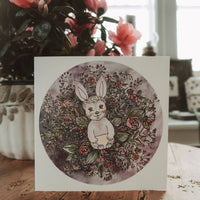 Baby - Hase In Blumen, gefaltete Karte - The Baltic Shop