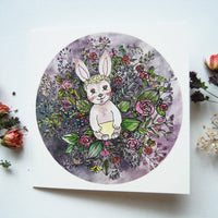 Baby - Hase In Blumen, gefaltete Karte - The Baltic Shop