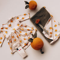 Bodykleid aus Bio Baumwolle mit Orangenmuster