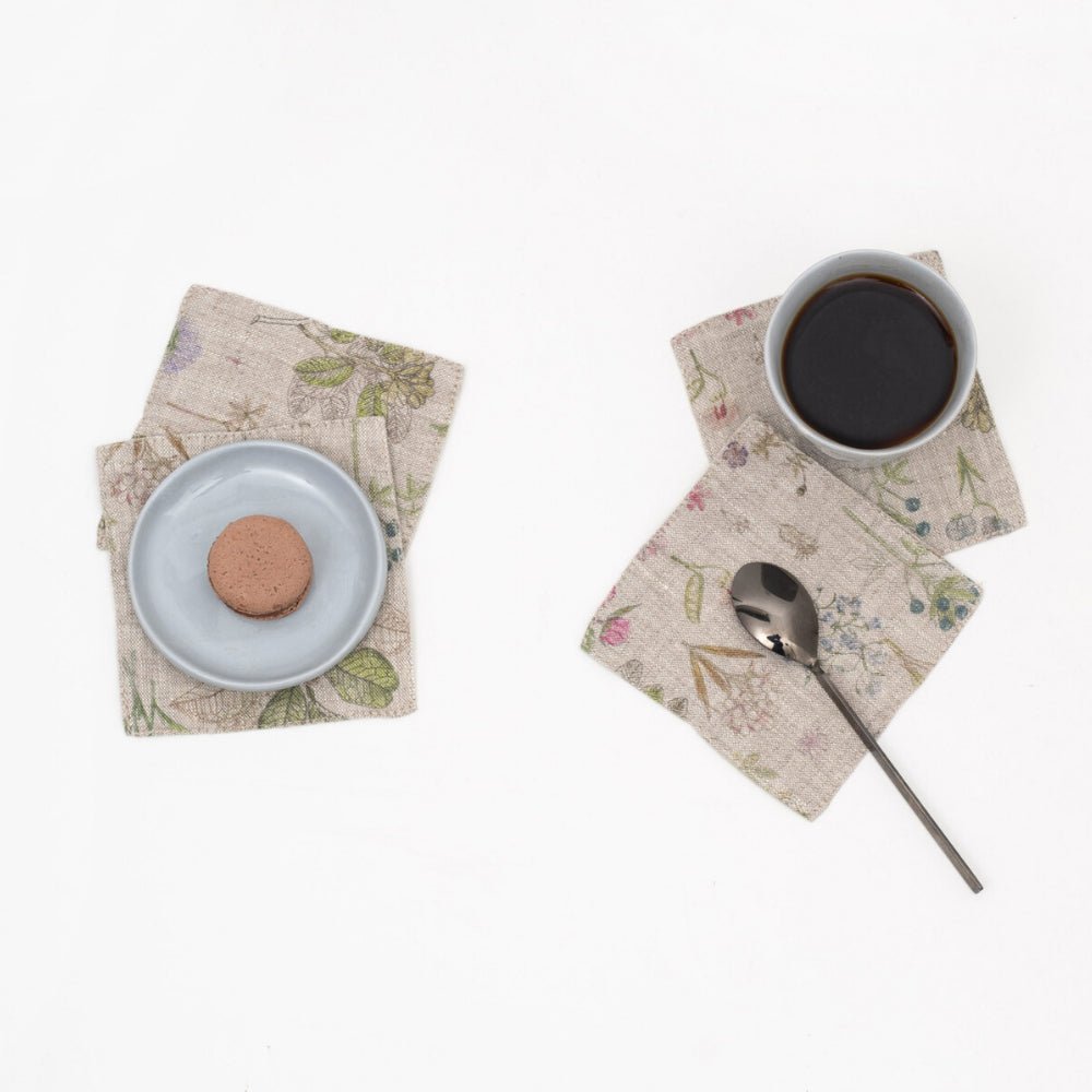 Botany 4er Set Untersetzer aus Naturleinen - The Baltic Shop