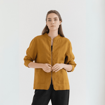Cherry Tree Jacke aus Leinen in Bronze - The Baltic Shop