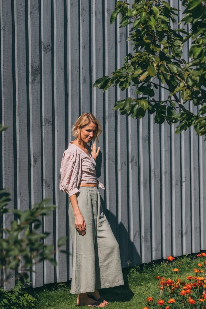 Crop Top mit Puffärmeln aus Baumwolle in 3 Farben - The Baltic Shop