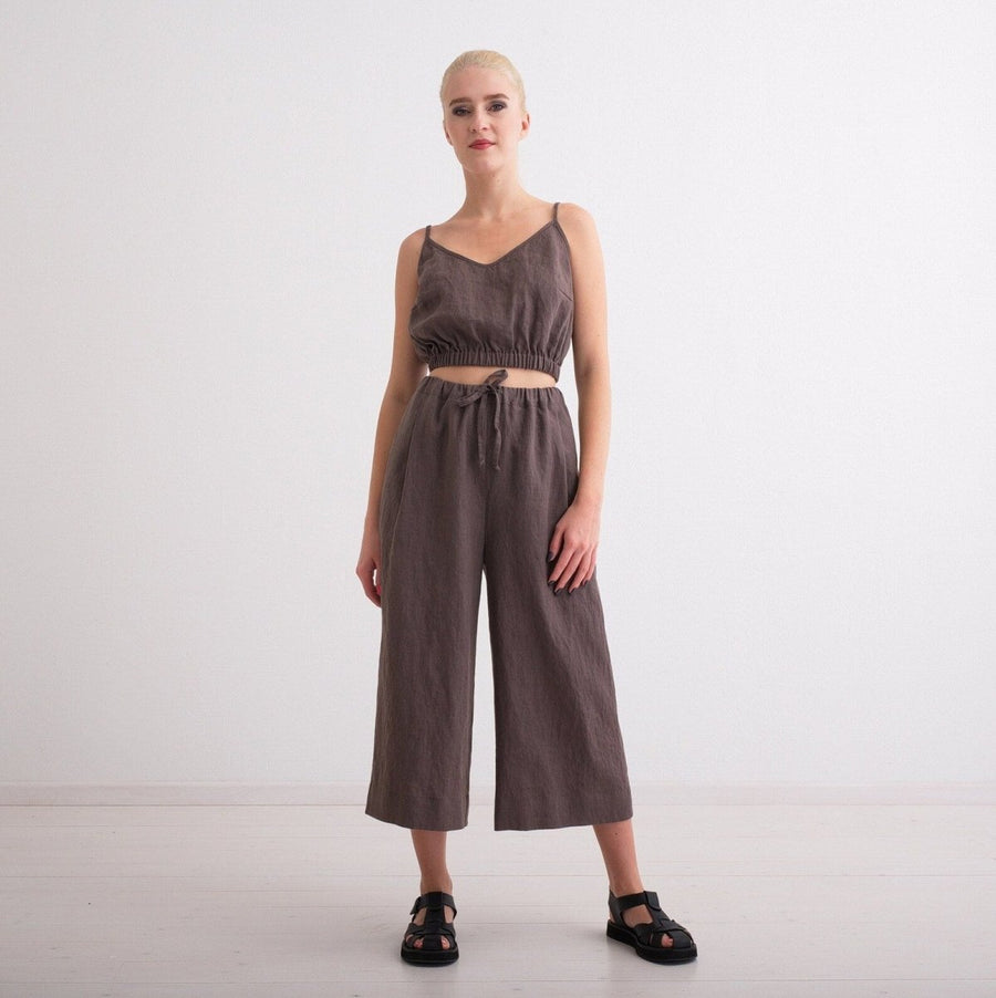 Culottes aus Leinen in Taupe - The Baltic Shop