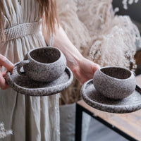 YUTORI Tasse und Untertasse "Home" - organisches Steingut