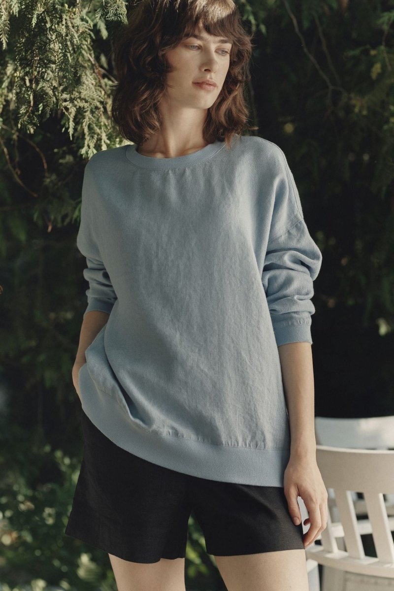 Dahlia Pullover aus Leinen in Himmelblau - The Baltic Shop