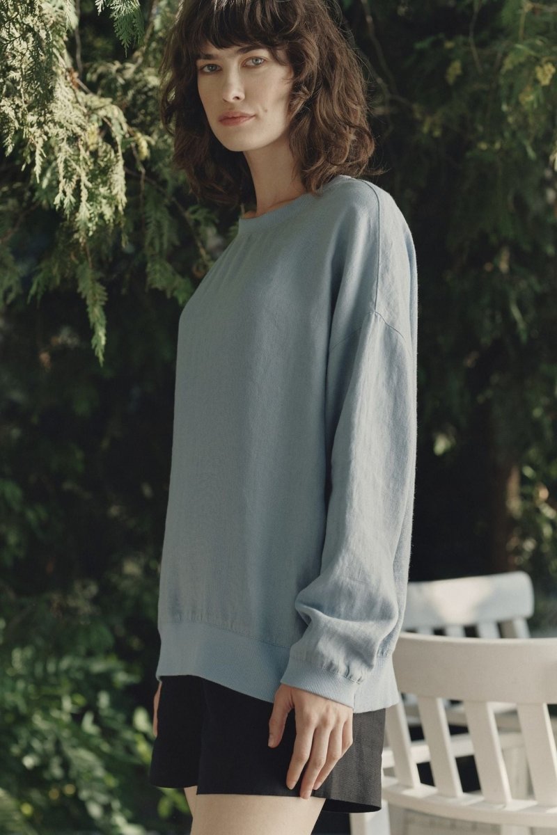 Dahlia Pullover aus Leinen in Himmelblau - The Baltic Shop