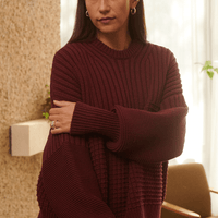 Delčia: Baumwollpullover in Burgundy - The Baltic Shop