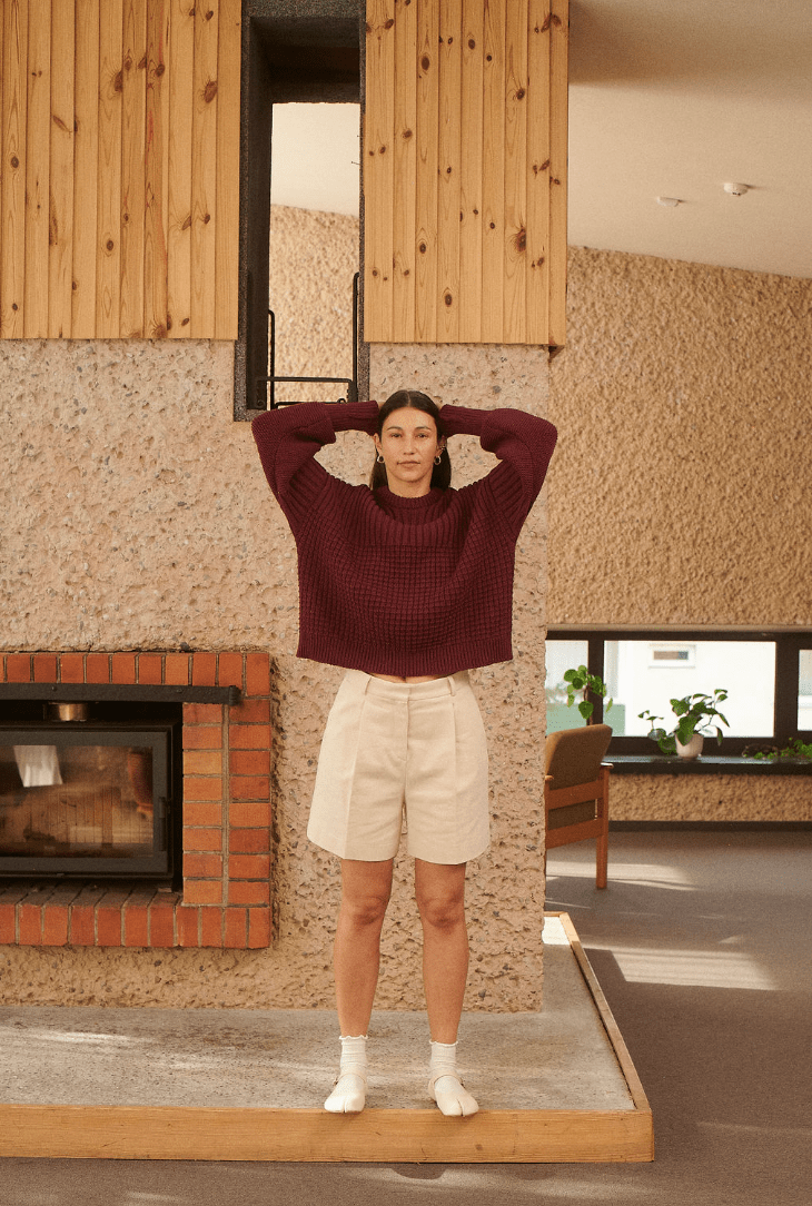 Delčia: Baumwollpullover in Burgundy - The Baltic Shop