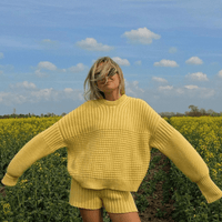 Delčia Pullover: Gelber Pullover aus 100% Baumwolle - The Baltic Shop