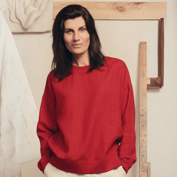Dhalia Pullover aus Leinen in Rot - The Baltic Shop