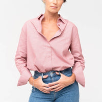 Entspanntes Hahnentritt - Hemd in Altrosa - The Baltic Shop