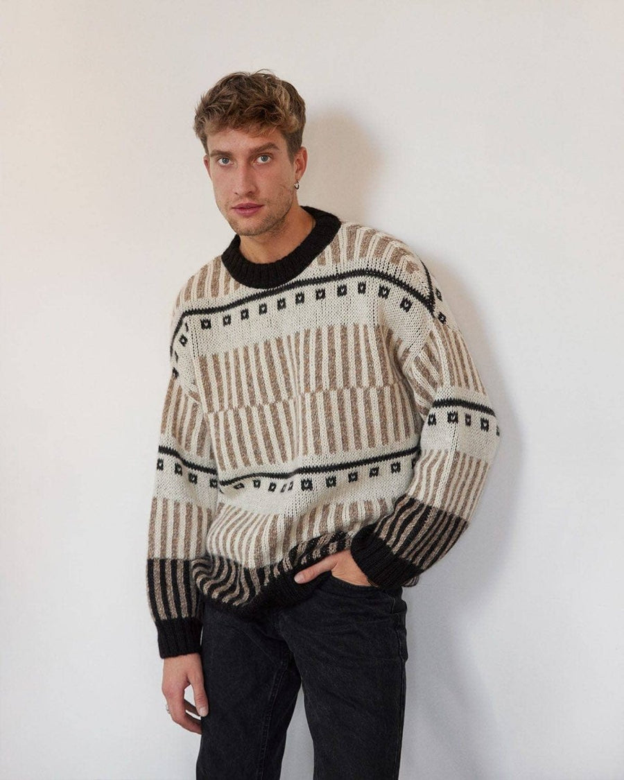 Ethno: Cremefarbener Pullover aus Alpakawolle - The Baltic Shop