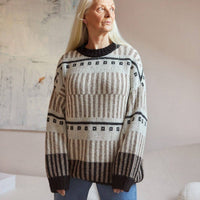 Ethno: Cremefarbener Pullover aus Alpakawolle - The Baltic Shop