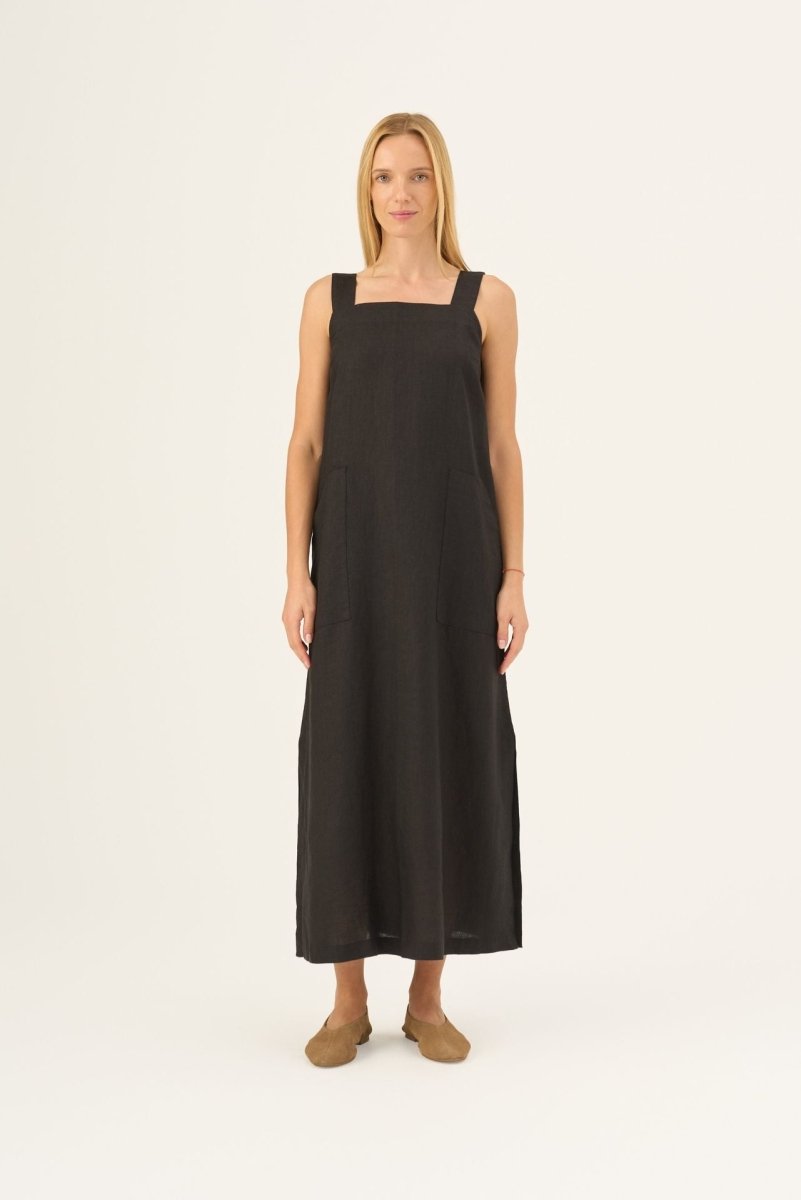 Fugue Leinenkleid in Schwarz - The Baltic Shop