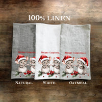 Geschirrtuch aus Leinen mit Weihnachtliche Mäuse Motiv - The Baltic Shop