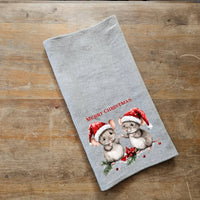 Geschirrtuch aus Leinen mit Weihnachtliche Mäuse Motiv - The Baltic Shop