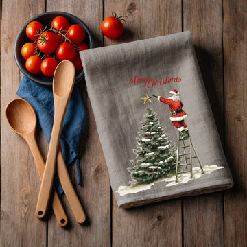 Geschirrtuch aus Leinen mit Weihnachtsmotiv - The Baltic Shop