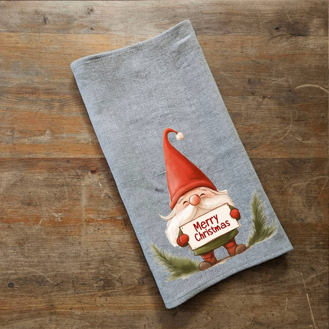 Geschirrtuch aus Leinen mit Weihnachtszwerg - The Baltic Shop