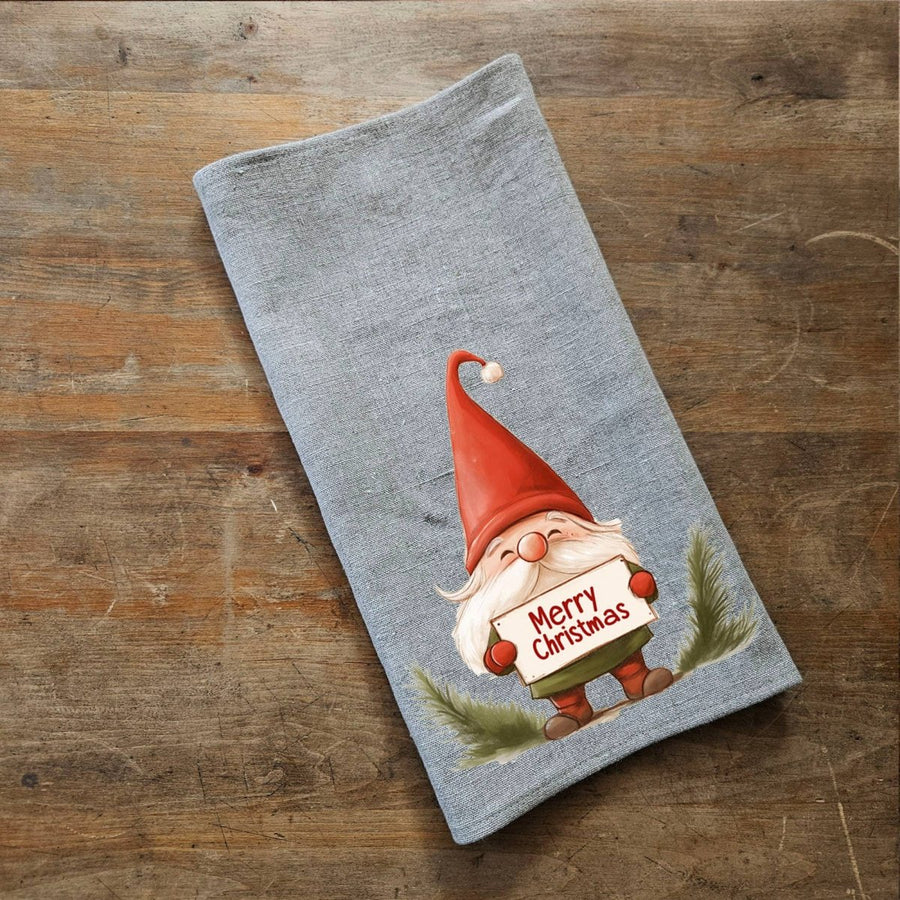 Geschirrtuch aus Leinen mit Weihnachtszwerg - The Baltic Shop