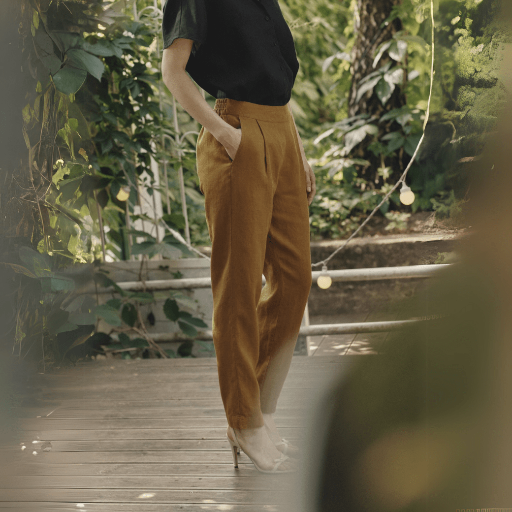 Gladiolus Hose aus Leinen in Bronze - The Baltic Shop