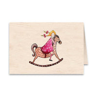 Grußkarte aus Holz - Schaukelpferd - The Baltic Shop