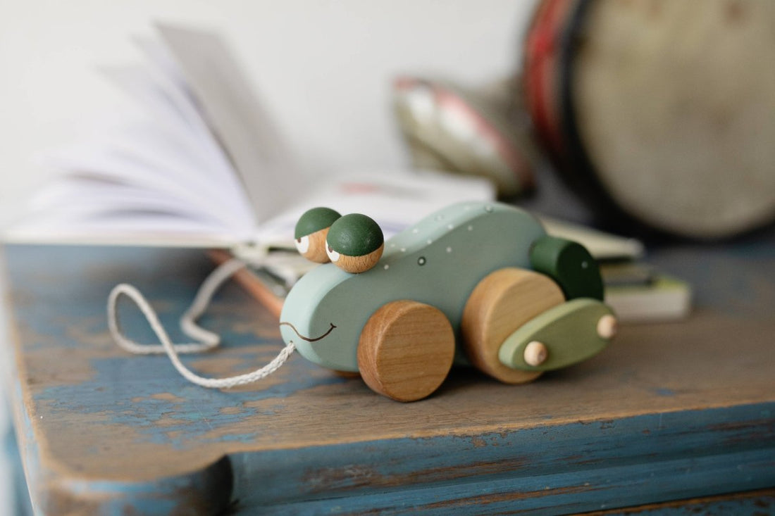 Handgefertigtes Frosch - Ziehtier aus Birkenholz - The Baltic Shop
