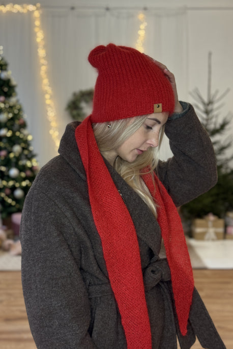 Weiche Haube aus Mohair und Seide