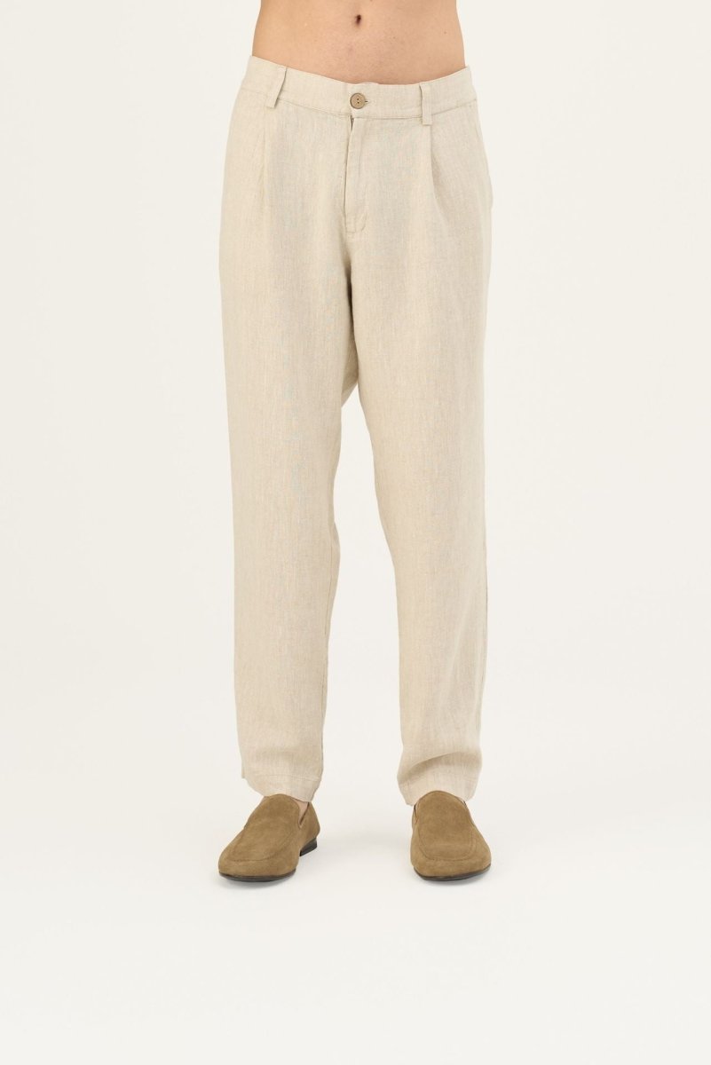 Herren Leinenhose in Beige – Lockere Hose aus 100 % Leinen - The Baltic Shop