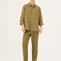 Herren Leinenhose in Khaki – Lockere Hose aus 100 % Leinen - The Baltic Shop