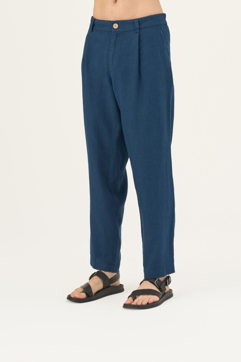 Herren Leinenhose in Navy – Lockere Hose aus 100 % Leinen - The Baltic Shop
