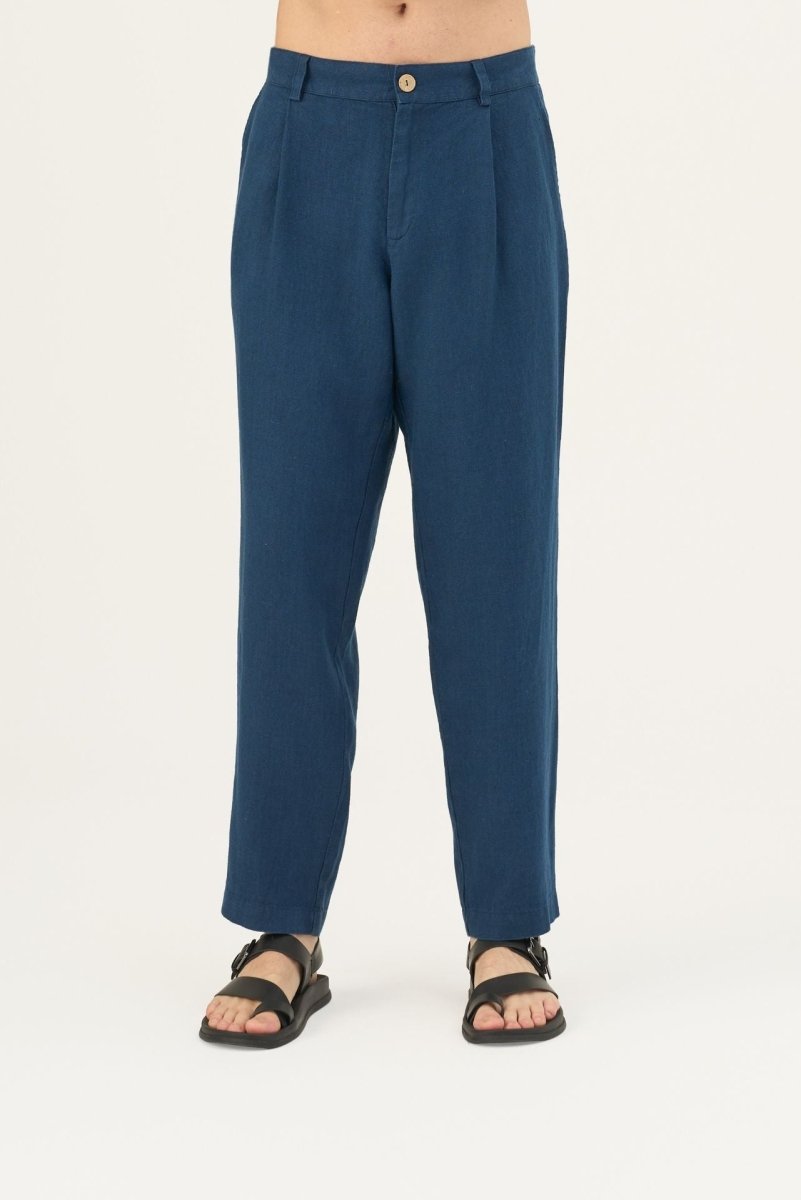 Herren Leinenhose in Navy – Lockere Hose aus 100 % Leinen - The Baltic Shop