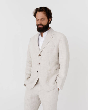 Herrenblazer aus schwerem Leinen in Naturmelange - The Baltic Shop