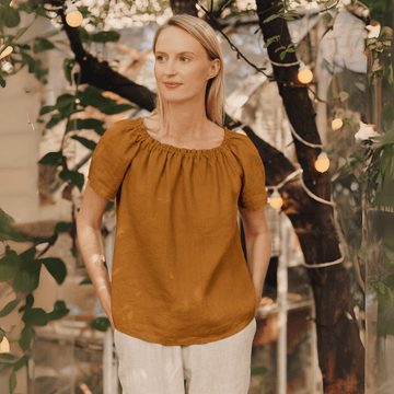 Jazz Top aus Leinen in Bronze - The Baltic Shop