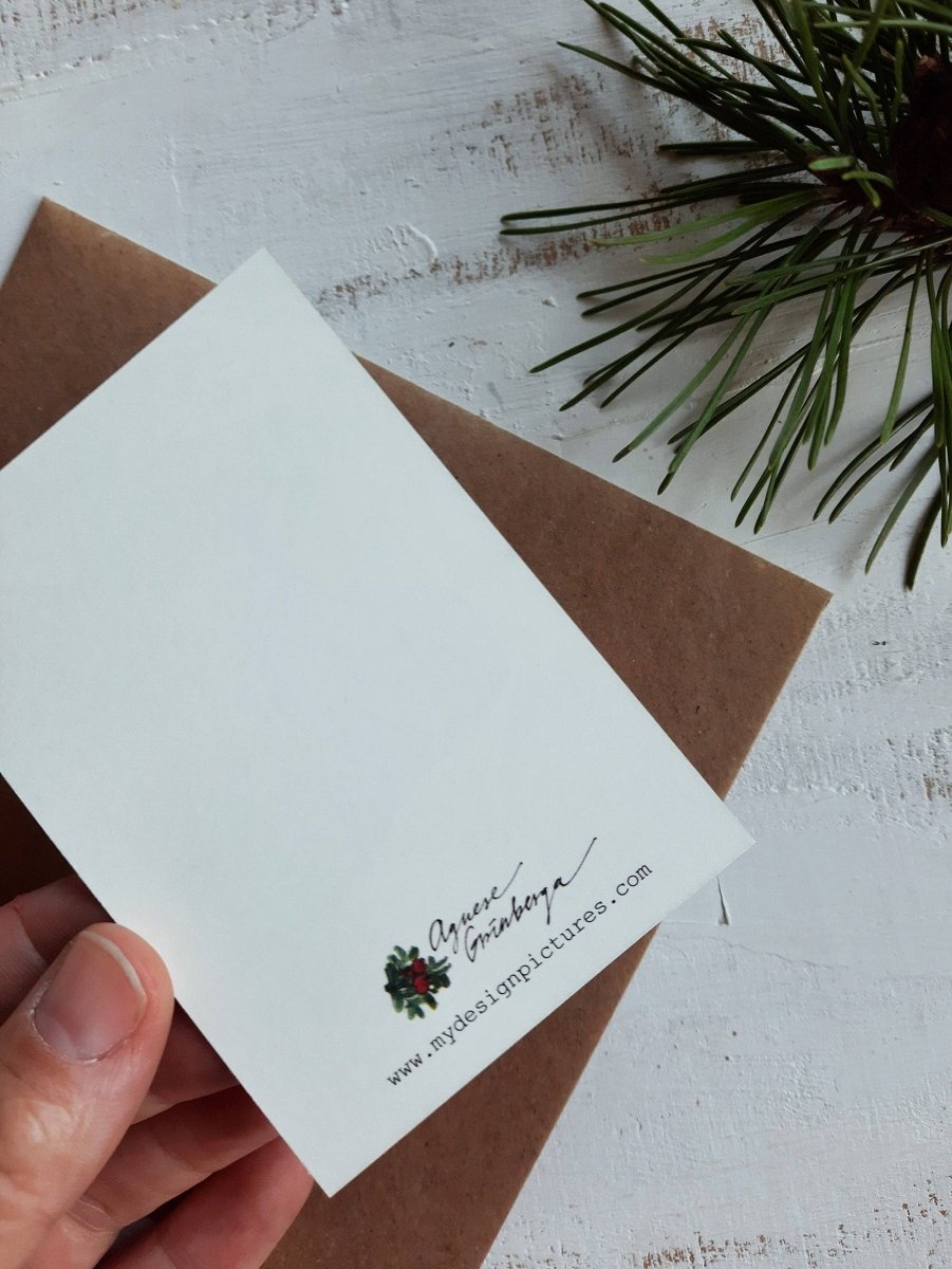 Kleine flache Karte „Fox In A Winter Landscape“ - The Baltic Shop