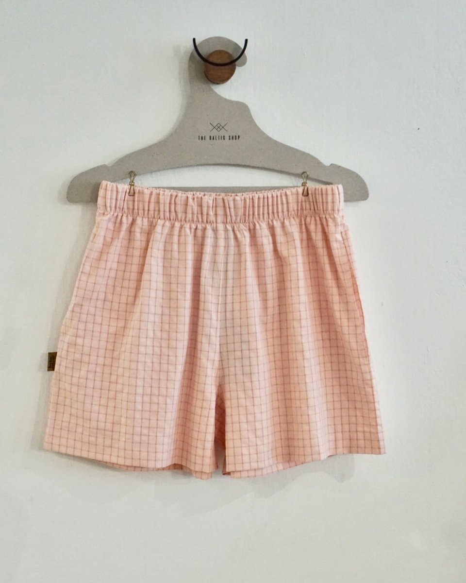 Kurze Shorts in gelb - rosa Karomuster - The Baltic Shop