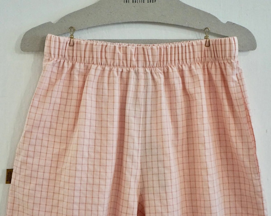 Kurze Shorts in gelb - rosa Karomuster - The Baltic Shop