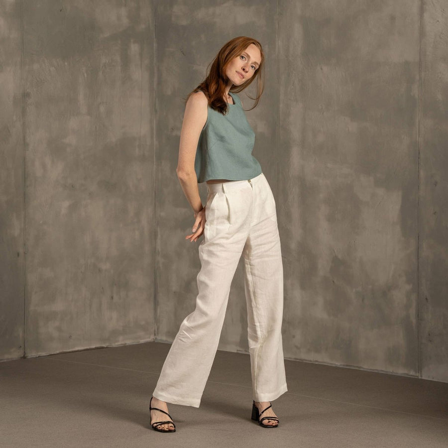 Leinen Cross - Back Crop Top in viele Farben - The Baltic Shop