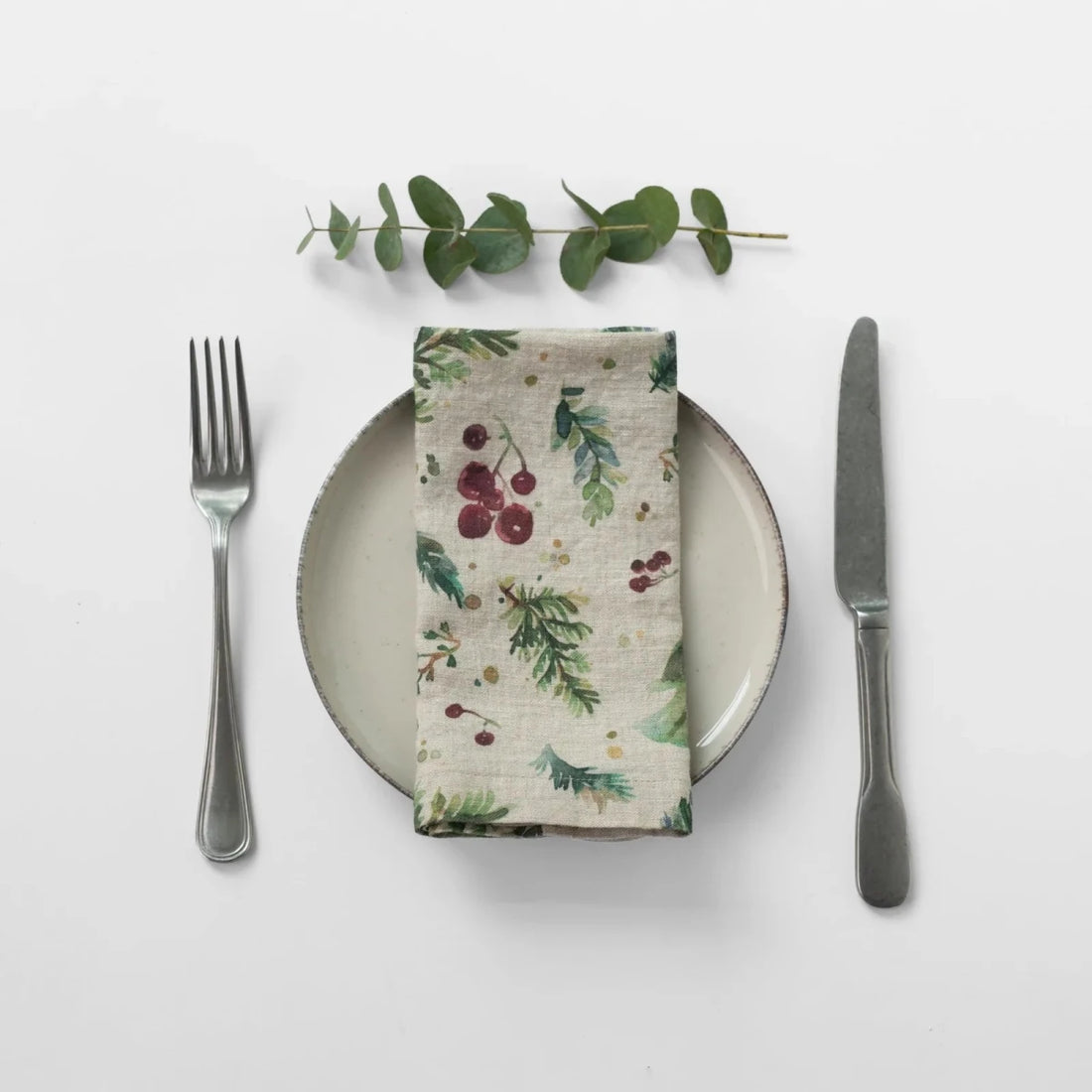 Leinen-Servietten „Winter Berries“ – 2er Set - The Baltic Shop