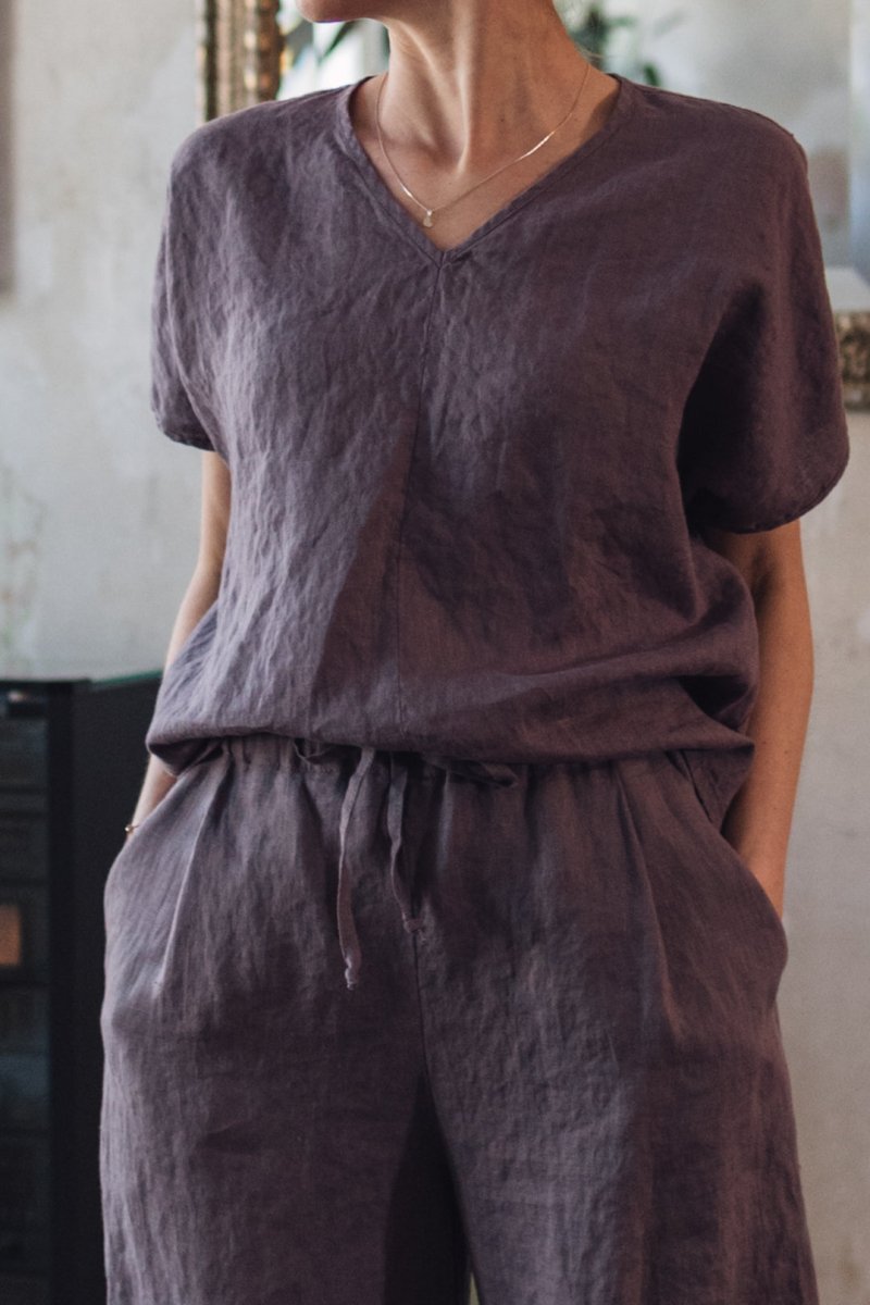 Leinen Top mit V - Ausschnitt "Lilly" - The Baltic Shop