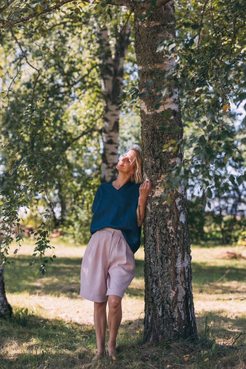 Leinen Top mit V - Ausschnitt "Lilly" - The Baltic Shop