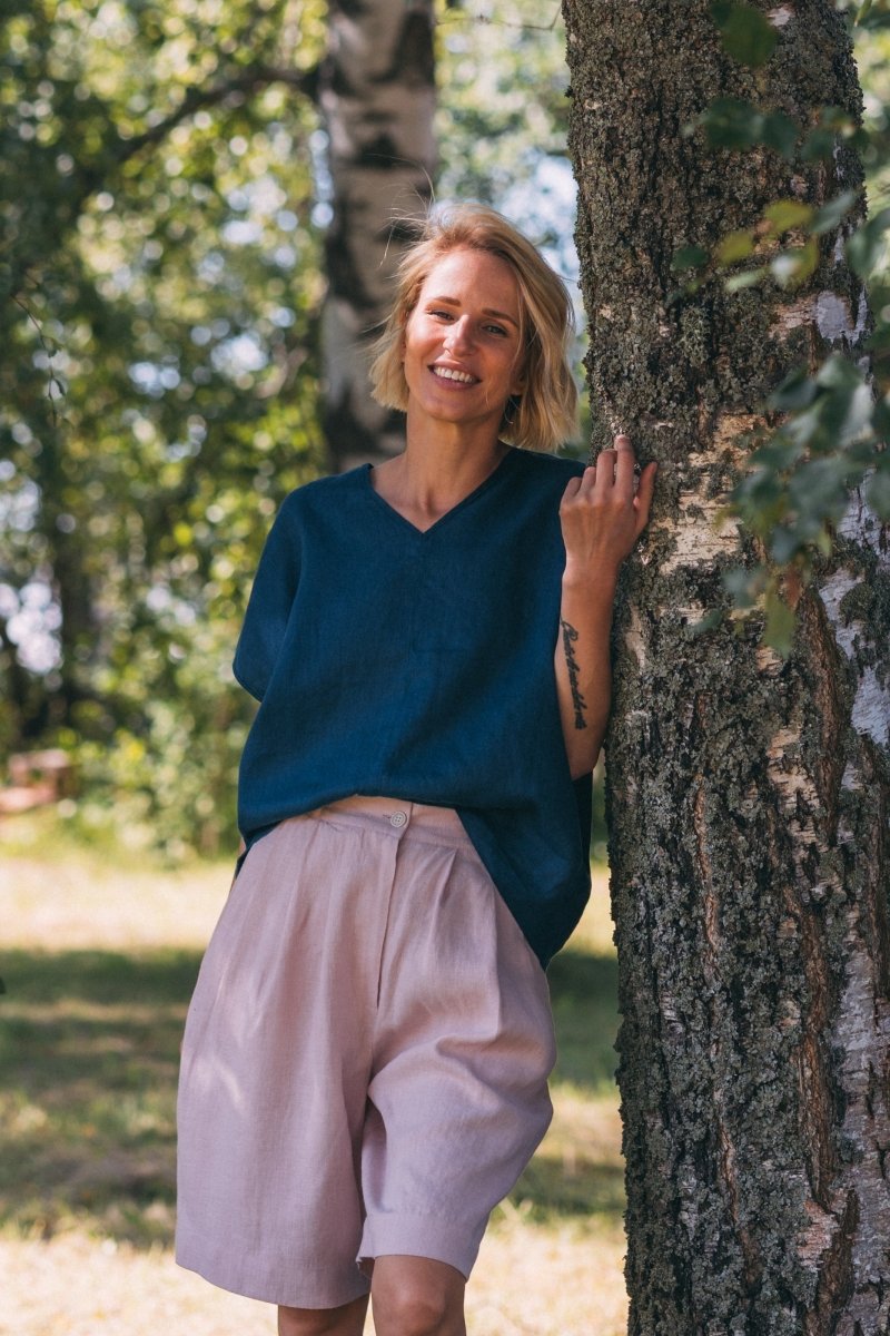 Leinen Top mit V - Ausschnitt "Lilly" - The Baltic Shop
